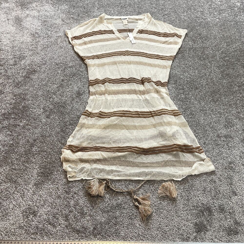 Chico's Fit and Flare Sweater Dress Womens Chico 0 US Small Beige Striped New